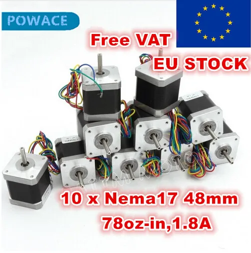 

[EU Delivery] 10Pcs Nema17 48mm CNC Stepper Motor 3D printer 78 Oz-in 1.8A Stepping Motor CNC Router Mill Cut Laser Engraving