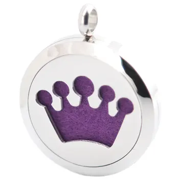 

10pcs Crown Aromatherapy Essential Oil Surgical Stainless Steel Perfume Diffuser Locket Necklace Pendant