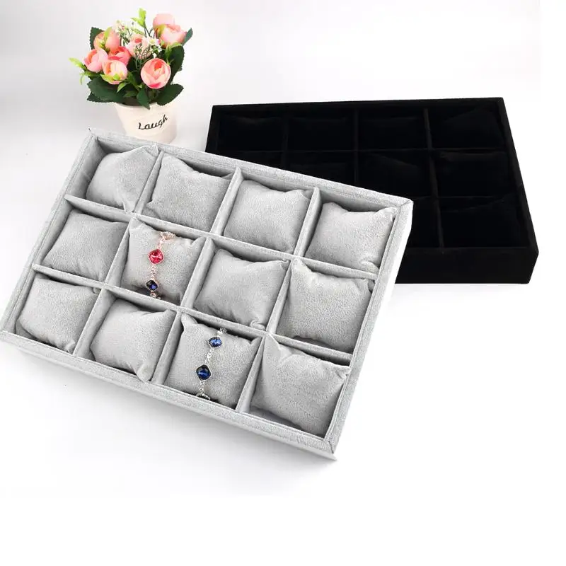 12 Grids Suede Watch Jewelry Box Casket Watch Bracelets Jewelry Display