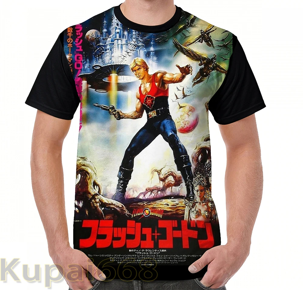 Забавная футболка с графическим принтом мужские топы футболки Flash Gordon японская