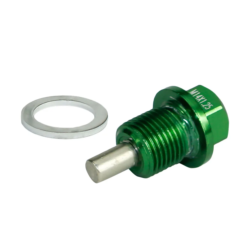 CNSPEED M14* 1,25 мм Магнитная дренажная масляная пробка алюминиевый болт/сливная пробка для масла для большинства Ford(все транспортные средства с резьбой 14x1,25 - Название цвета: green