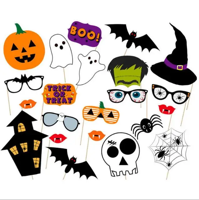 12/14/22/59/66pcs Halloween Party Photo Booth Props Happy Halloween Photo Props Kit for Party Decoration WYQ
