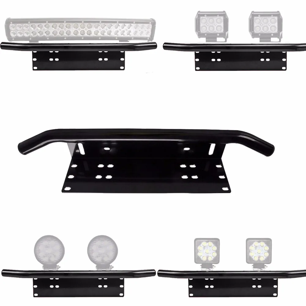 

4" 18W 27W Led Work Light 12" 72w combo led light bar + bull bar front bumper license plate bracket for trucks offroad tractor