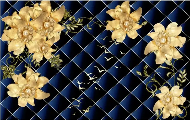 Custom 3d Photo Wall paper Luxury Atmosphere Jewelry Flower 3D Background Wall Personality Wall Mural Wallpaper Painting Custom 3d Photo Wall paper Luxury Atmosphere Jewelry Flower 3D Background Wall Personality Wall Mural Wallpaper Painting