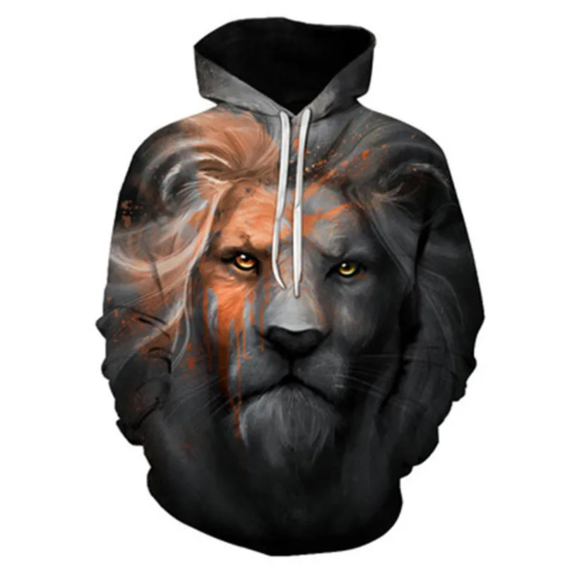 Men/Women Hoodies Lion Print 3D Hoodie Sweatshirts With CapHoodies