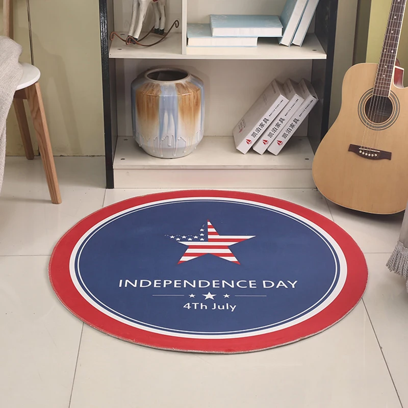 EHOMEBUY современный ковер американский флаг, звезды красные, синие круглый ковер, принт с героями мультфильмов; Домашние Декор в гостиную Противоскользящий коврик