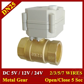 DC5V 12V 24V Metal Gear Motorized Valves Brass 1'' TF25-B2 Series 2/3/5/7 Wires 2 Way DN25 Electric Shut Off Valves upvc 2 way dn40 plastic electric valve tf40 p2 c ac dc9 24v 2 wires 11 2 normal close valve 10nm on off 15 sec metal gear ce
