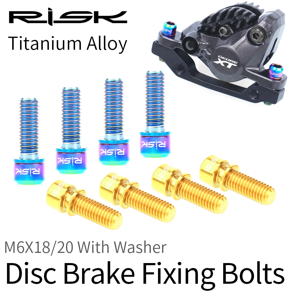

4pcs/lot M6*18/20mm Titanium Alloy Bolt for Bicycle Hydraulic Disc Brake Caliper MTB Road Bike Crankset Fixed Screw with Washer