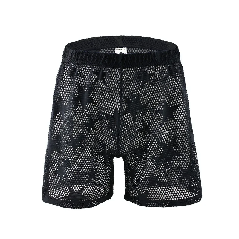 

Breathable Boxers Solid Men Cool Underpant U Convex Design Underwear Mesh Hollow Out Sexy Boxer Trunks Low Waist Boxers