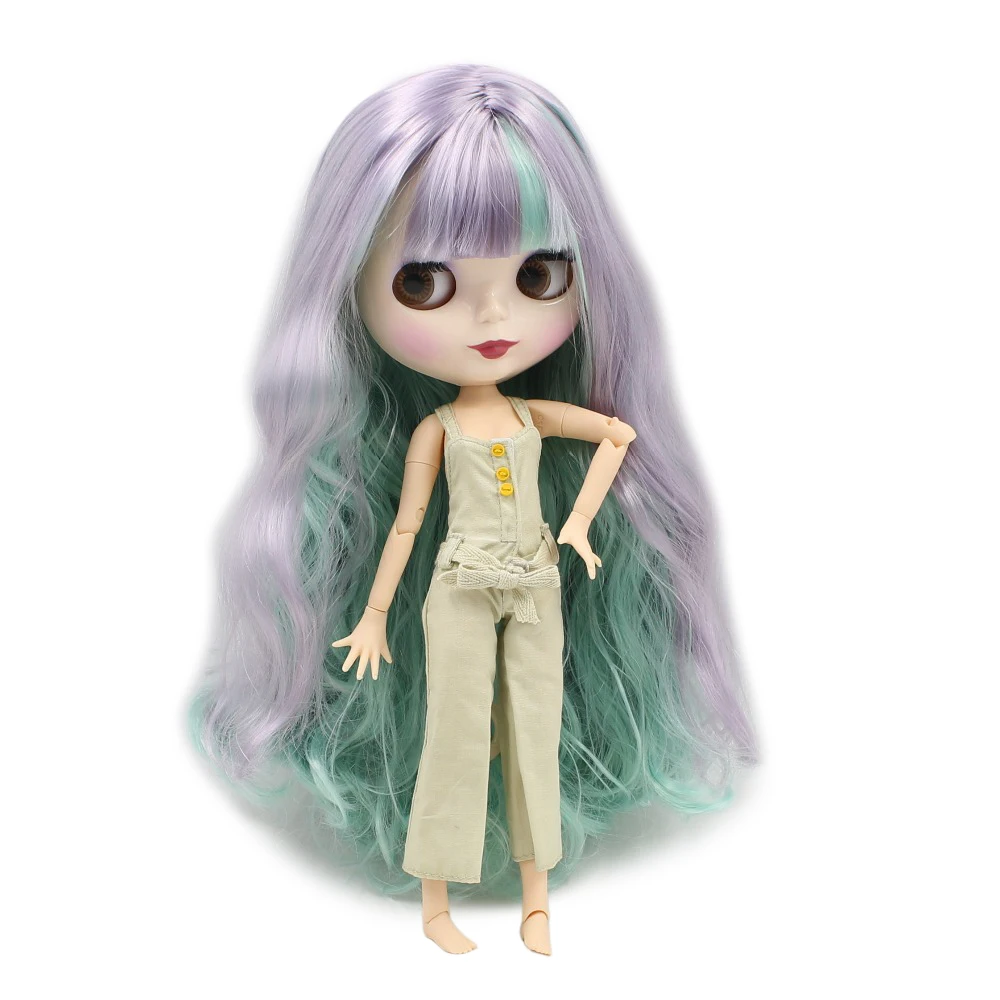 

factory Blyth Doll bjd big breast Joint body 1/6 30cm with fringes/bangs purple mix green hair BL4006/1049