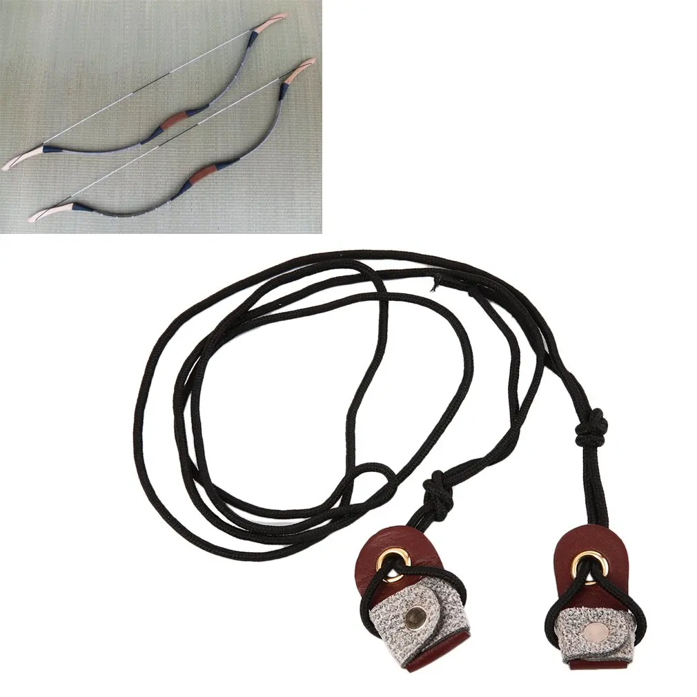Archery Recurve Bow String Long bow Stringer Black Leather Rope Tool