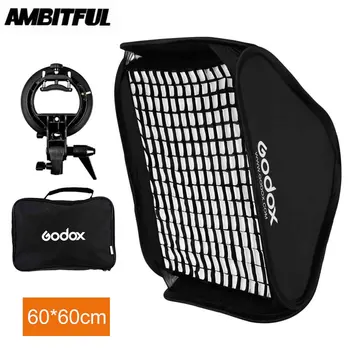 

Godox 60 * 60cm 24*24inch Honeycomb Grid Softbox + S type Bracket Mount Bowens Mount Kit for Nikon Canon Speedlite Flash Softbox