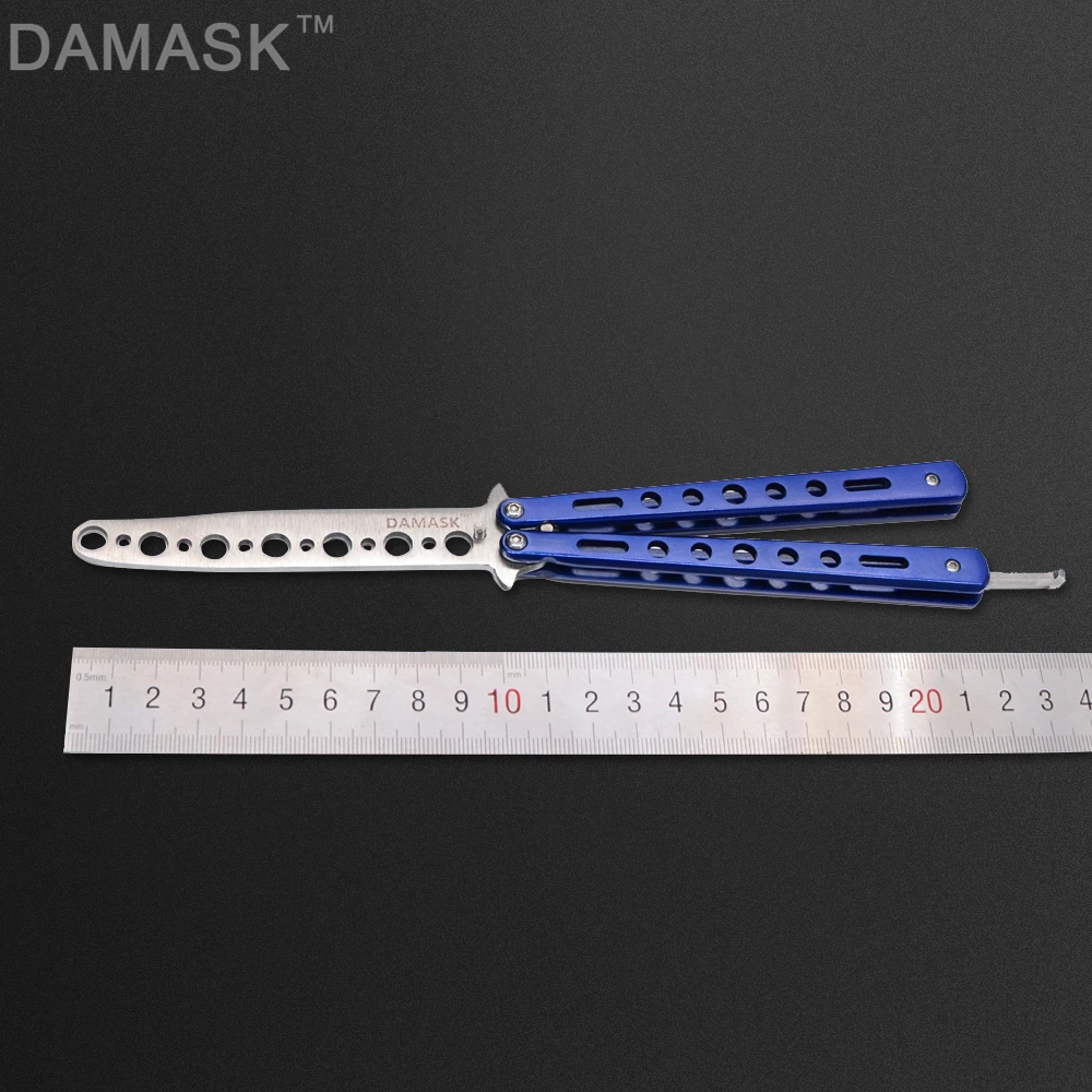 

DAMASK Butterfly In Knife Training Folding Knife Butterfly Not Sharp Dull Blade Butterfly Knife Practice Tools Knives Hand Tools