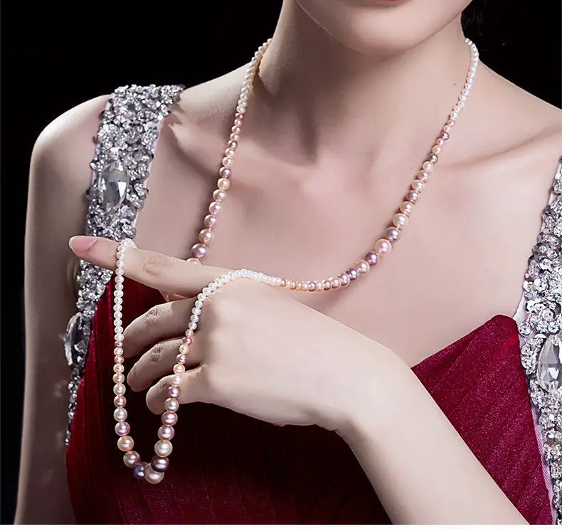 

single strand 7-10mm south sea multicolor pearl necklace 48inch14KGP