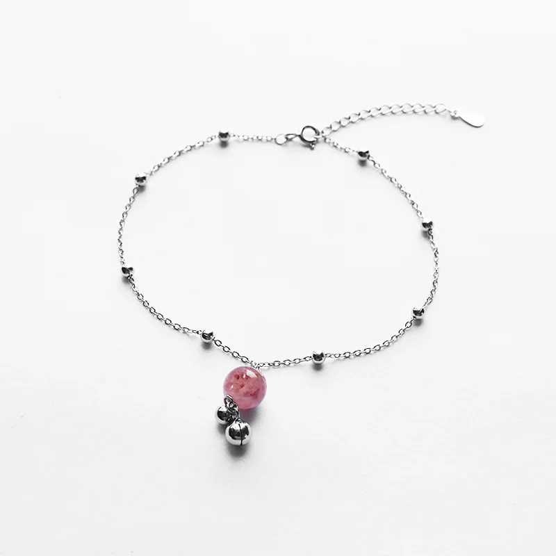 

MMeier 2018 New Fashion 925 Sterling Silver Round Pink Beads Charm Bracelets for Women Christmas & Mother's Day Jewelry Gift