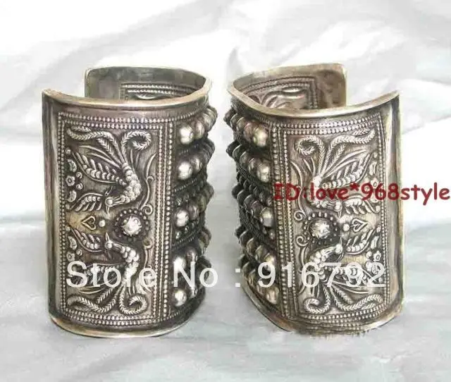 

free P&P >>>>>Tibet Old Silver Carved Phoenix Cuff Big Tribal Jewelry Bracelet