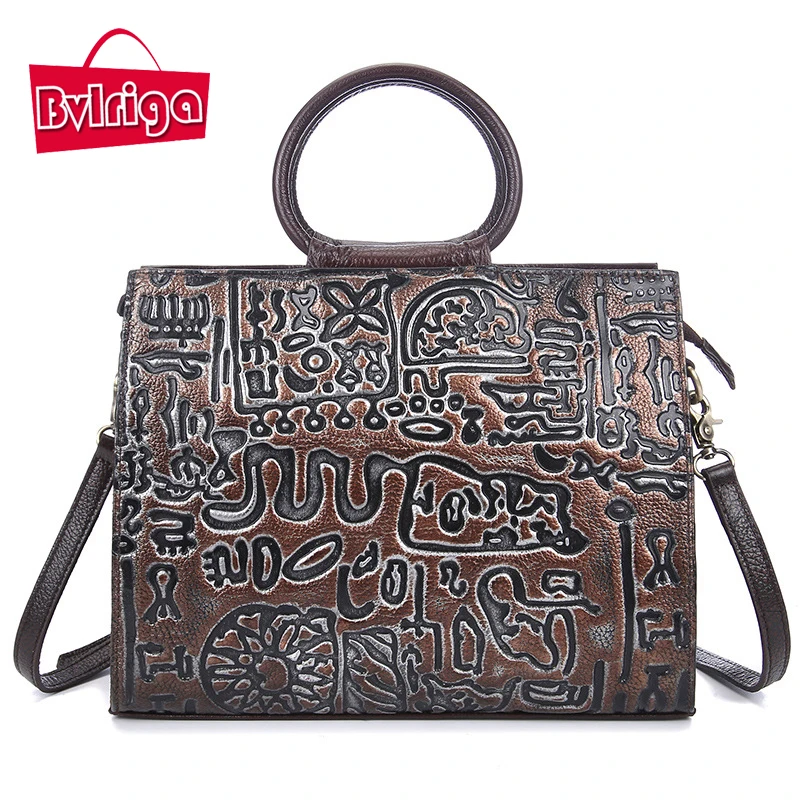 

BVLRIGA Women leather handbags Vintage shoulder bags luxury handbags women bags designer high quality genuine leather bag 2017
