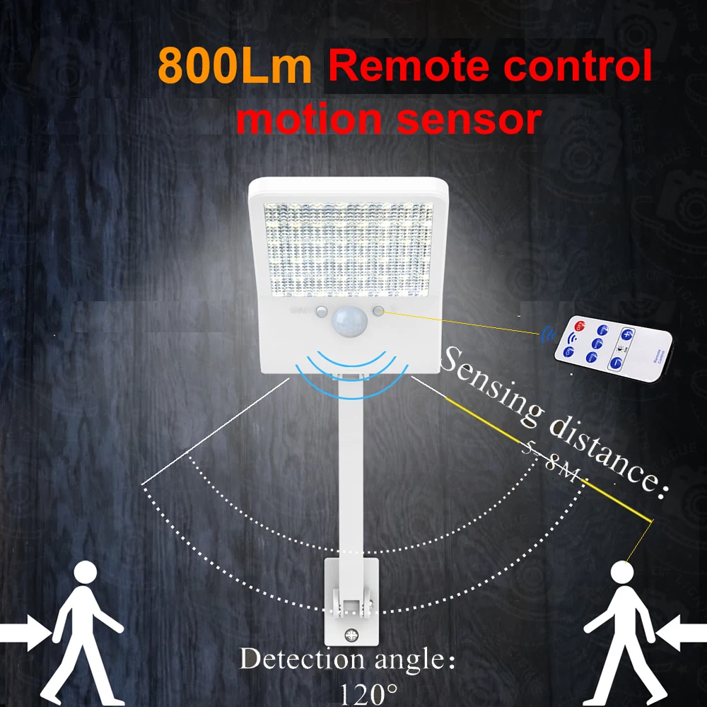 

48 LED Solar Light remote control Panel Power PIR Motion Sensor Wall Lamp Security Wireless Path Yard Garden Fence Night