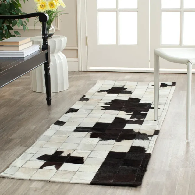ivory black patchwork cowhide