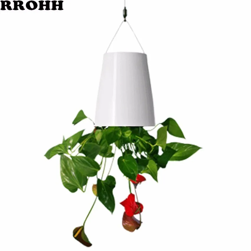 

Creative Plant Hanging Inverted Sky Flower Pot Automatic Watering Hanging Upside Down Plastic Family Garden Small Flower Pot