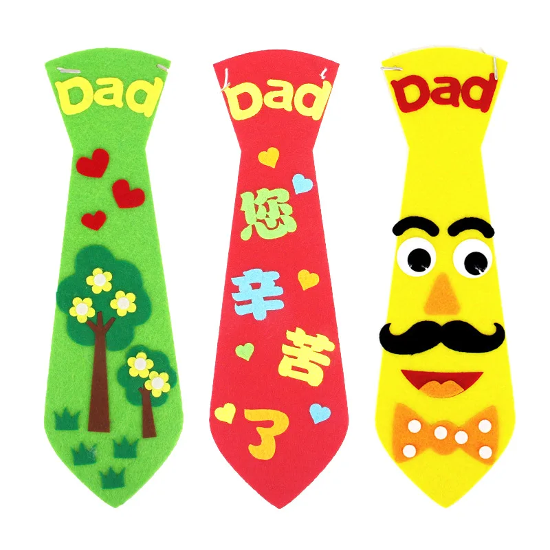 

1 Set Children Cartoon Diy Tie Father's Day Gift Toys Non-woven Felt Collage Cute Craft Decoration Stickers Educational Gifts