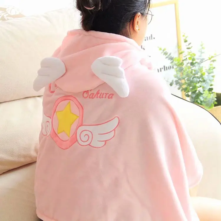 Cute Japanese Anime Card Captor Sakura Figure girl Shawl Hooded plush Cloak cardcaptot sakura