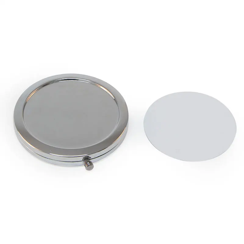 

Silver Metal Makeup Mirror 70 mm Round Compact Mirror with Sublimation Plate DIY Set for Personalized Wedding Favors and Gifts