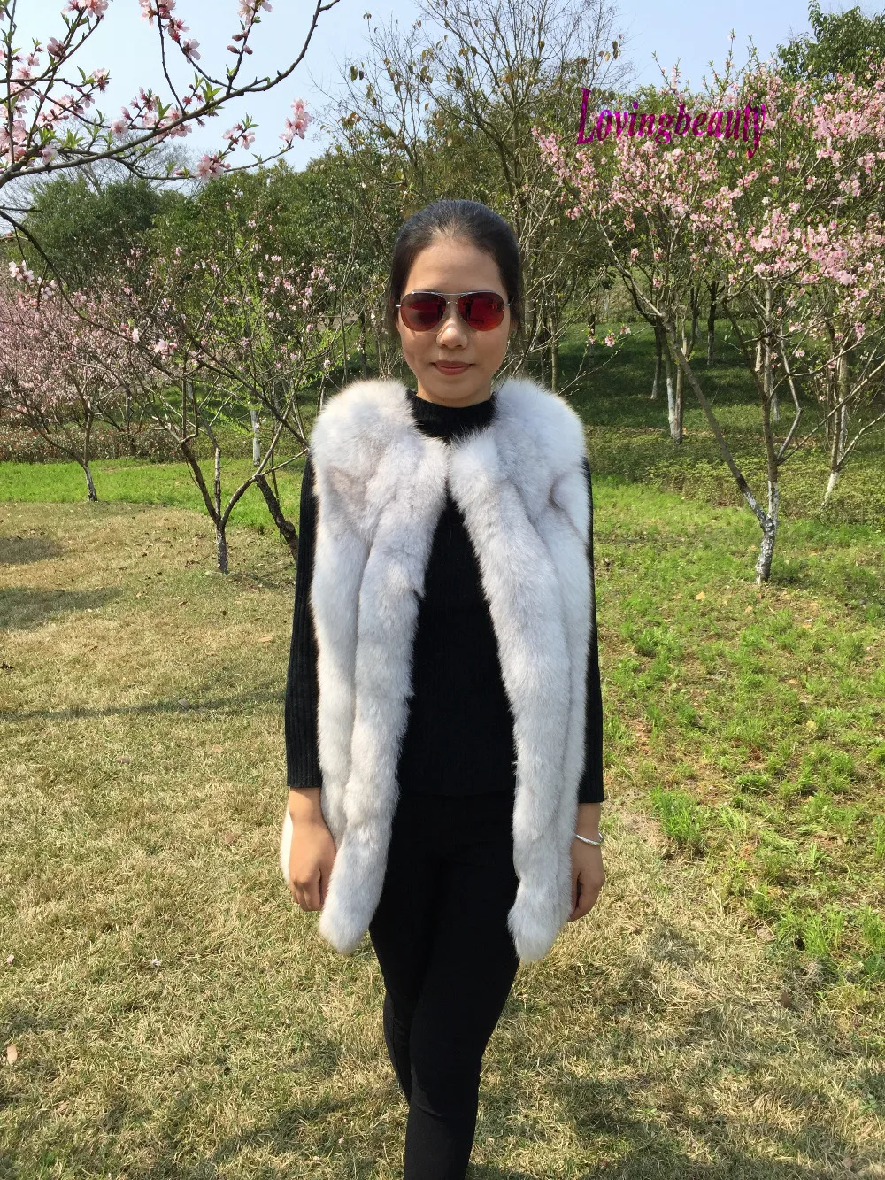 73 Bleu Fourrure Manches Mode 5xl Renard Taille De Cm Blanc Long Plue Sans Manteau Lovingbeauty Nature 6xl Rayé Gilet Vertical Véritable pqndPXz6wW