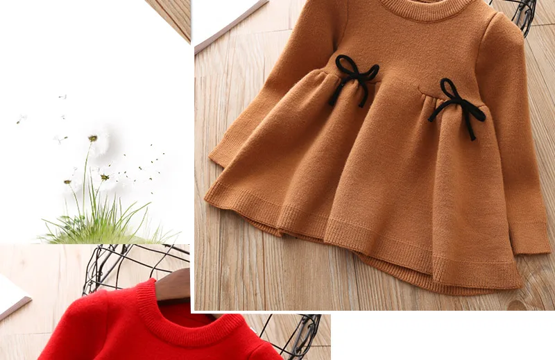 Kids Girls Knitted Dress Long Sleeve Dresses For Girls Winter 2018 Party Princess Kids Dresses For Girls Clothing (4)