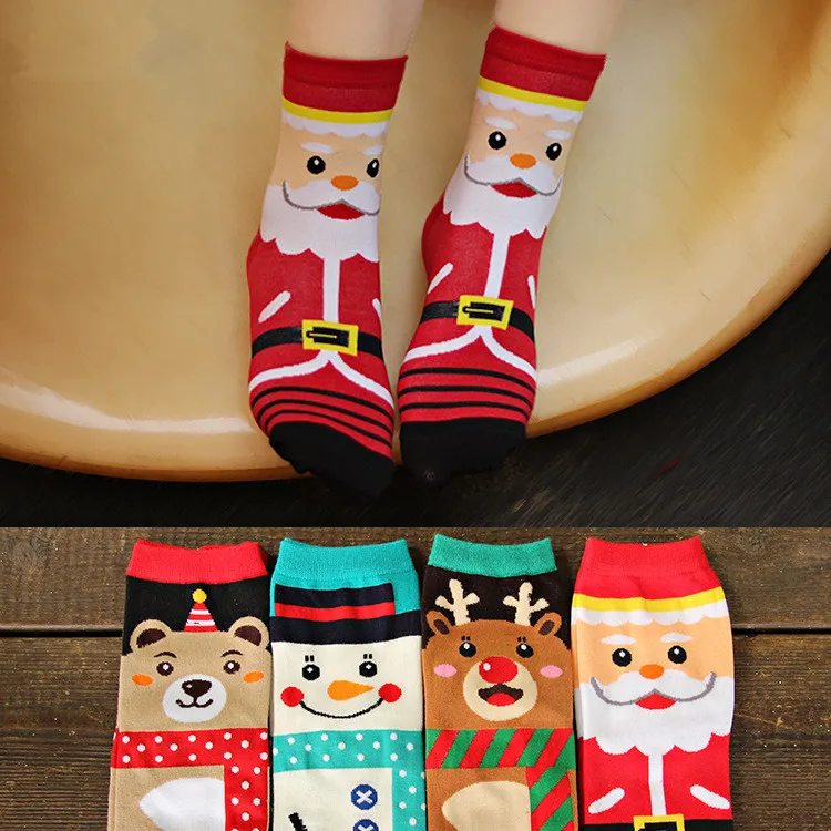Женские осенне-зимние рождественские носки с Санта-Клаусом, хлопковые забавные носки с героями мультфильмов для девочек, подарок Calcetines