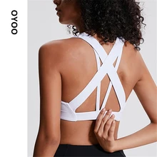 Oyoo ударопрочный белый спортивный бюстгальтер с лямками, беспроводной мягкий спортивный бюстгальтер для женщин, Быстросохнущий укороченный женский топ для фитнеса