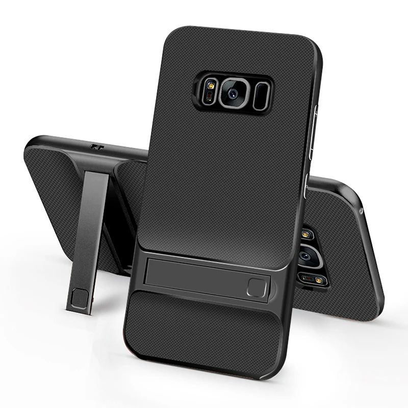 S8 Ultra thin Bracket Armor Cases for Samsung Galaxy S8 Plus phone cases Luxury hard PC Soft TPU silicone cases full body cover cases-for-s8+