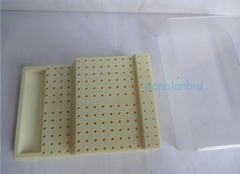 Dental Bur Block Holder Station with Lid Plastic Holds 168 Burs 144 FG