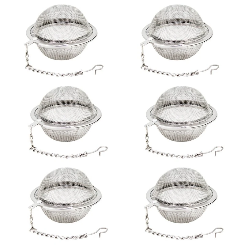 

TOP!-6 Piece Stainless Steel Mesh Tea Ball 2 Inch Tea Infuser Strainers Tea Strainer Filters Tea Interval Diffuser for Tea