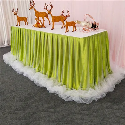 Chiffon Organza Wedding Table Skirt for Table Cloth Party Wedding Birthday Party Baby Shower Banquet Decoration Table Skirting - Цвет: green