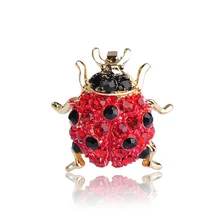 Kawaii Мини Красный Жук Божья Коровка Броши Для Женщины Мужчина Дети оро Кристаллы Броши Костюм Свитер Пальто Контакты Хиджаб Шарф Клипы Spille