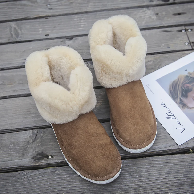 

2018 New Warm Fur Women Snow Boots Cute Suede Leather Ladies Ankle Boots Female Fashion Winter Boots Non-Slip Casual Shoes