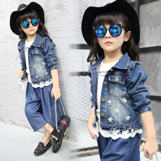 Blume Teenager Mädchen Jeansjacke Kinder Mädchen jeans Oberbekleidung
