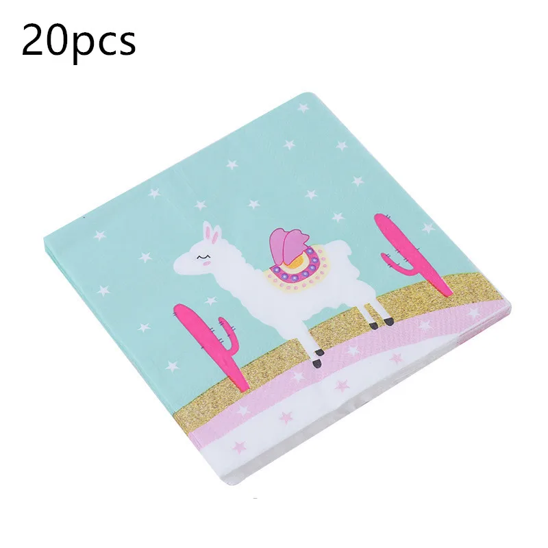

Cartoon birthday disposable set birthday Alpaca party decoration disposable kids napkin cup party supplies baby shower for home