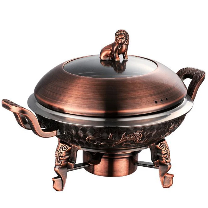 

16%,1.5L Thickened Stainless Steel Alcohol pot Chinese style antique stew pot chafing dish buffet alcohol stove mini hot pot