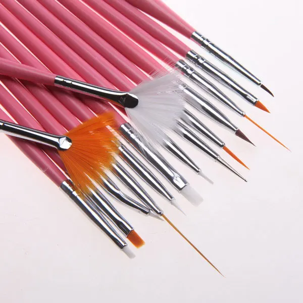 15pcs/lot Pink Nail Art Paint Dot Pen Brush Set Decorations Tools Manicure Lady Party Gift