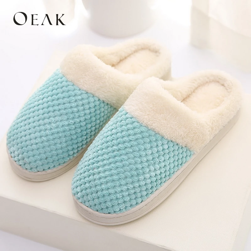 

Oeak Fur Soft Furry Slipper Women Sandals Shoes Warm House Slippers Bedroom Floor Shoes zapatos mujer