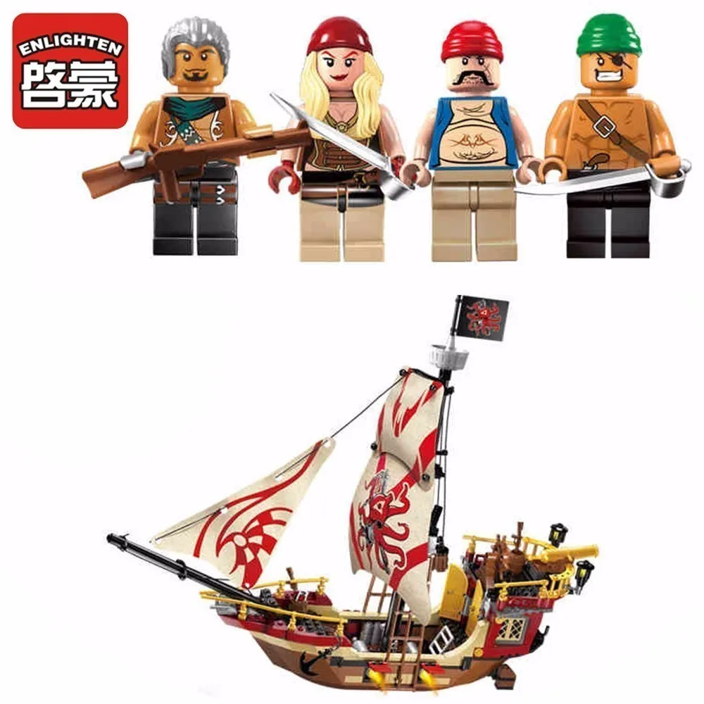 

Enlighten Kids pirates Marauder ship building blocks Toys block sets Fun assembling granule blocks