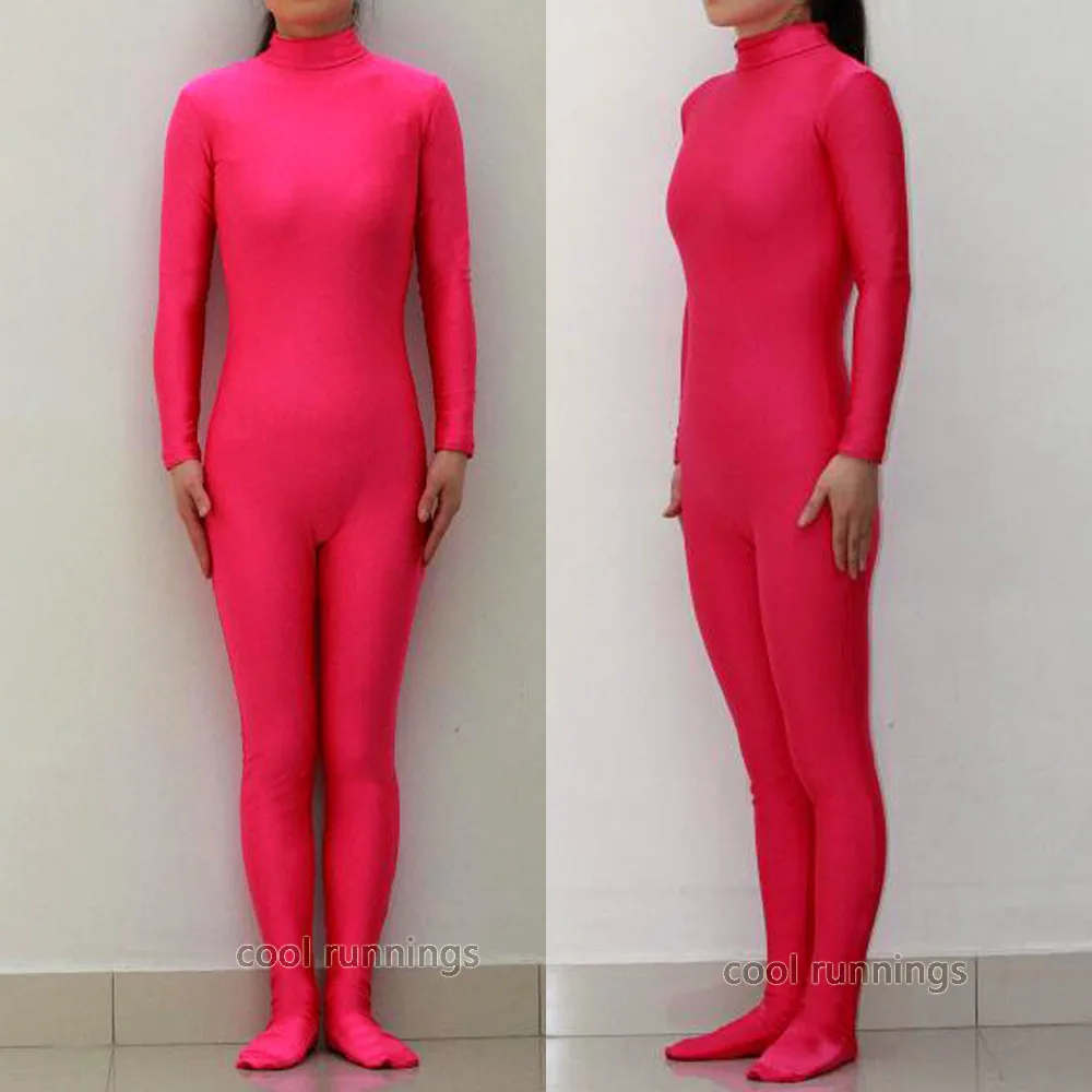 

Fancy Dress Party Kid Adult Peach Red/Hot Pink Lycra Spandex Zentai costume dancewear Unitard Bodysuit No Hood & Hands