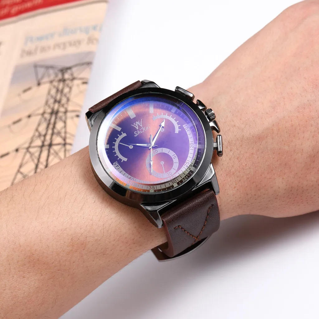 

Luxury Men Watch Business Large Dial Fashion Quartz Leather Belt Watch High-End Quality Creative Мужские часы Wd3