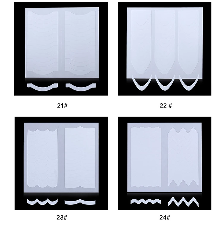 24 шт./компл. 3D наклейка для ногтей трафарет советы руководство Французский стиль DIY маникюр с волнообразными линиями наклейки для ногтей