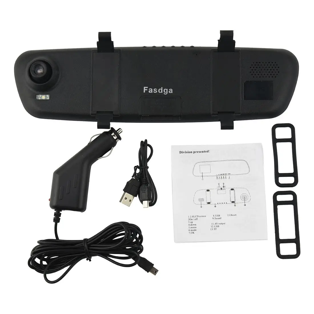 

Fasdga HD Dash Cam Video Recorder Rearview Mirror Car Camera Vehicle DVR Night Vision