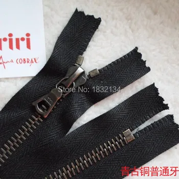 

Riri zipper 4# antique brass black 10-60cm M6 metal handmade leather zipper