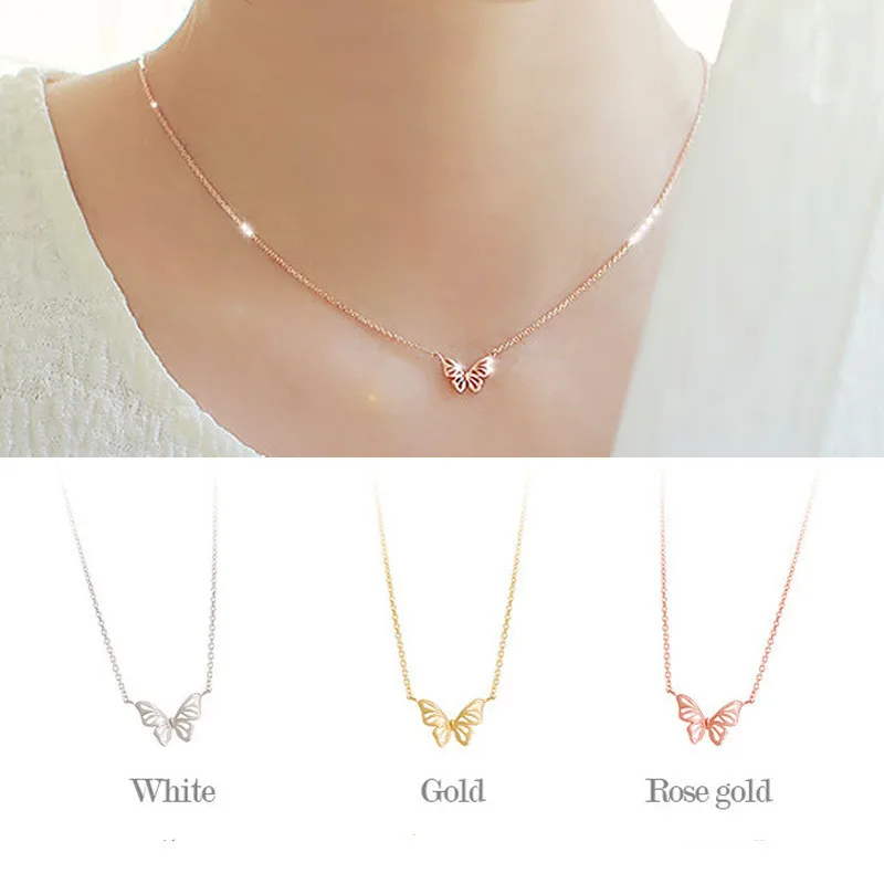 

Fashion Elegant Butterfly Pendants Neckalce 925 Sterling Silver Choker Necklace For Women Wedding Jewelry Gift dz779