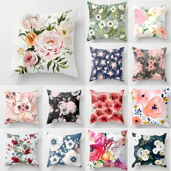 

Flower Pattern Decorative Cushion Cover Pillow Pillowcase Polyester 45*45 Throw Pillows Home Decor Pillowcover 40844